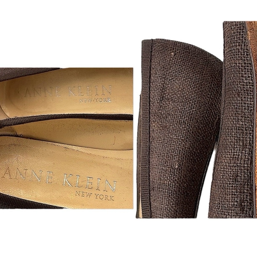 ANNE KLEIN NEW YORK | Brown Bow Tweed Kitten Heel Pumps | Sz 7M - Picture 13 of 15
